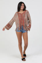 Load image into Gallery viewer, 5589- V Neck Fringe Hem Pullover Sweater-RUST
