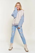 Load image into Gallery viewer, 5405-COLORBLOCK Sweater Top Denim Sleeve
