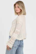 Load image into Gallery viewer, 6599- Light Weight Flare Bell Slit Sleeve Pullover-IVORY
