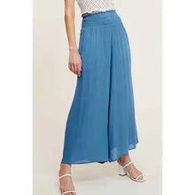 Load image into Gallery viewer, 6149- Wide Leg Elastic Waist Pants with Pockets-BLUE
