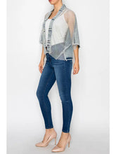 Load image into Gallery viewer, 6207- Denim Jacket with Sparkly Mesh Details Denim
