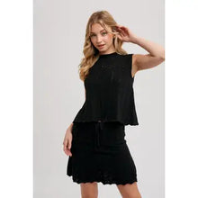Load image into Gallery viewer, 6313- Knit Sweater Drawstring Mini Skirt with Lining-BLACK
