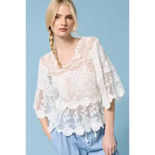 Load image into Gallery viewer, 6146- Boho Floral Guipure Lace Tiered Top-WHITE
