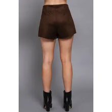 Load image into Gallery viewer, 6400- Front Wrap Faux Suede Skort-BROWN
