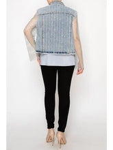 Load image into Gallery viewer, 6208-  Denim Jacket with Sparkly Details &amp; Net Mesh Sleeves - (Copy)
