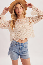 Load image into Gallery viewer, 6360- Open-Work Crochet Knit Cropped Top
