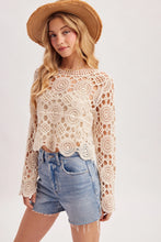Load image into Gallery viewer, 6360- Open-Work Crochet Knit Cropped Top
