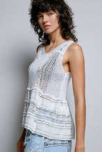 Load image into Gallery viewer, 6065- Lace Trim Ruffle Hem Sleeveless Top-WHITE
