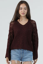 Load image into Gallery viewer, 6602- V Neck Pullover with Flare Sleeve-DRK FIG
