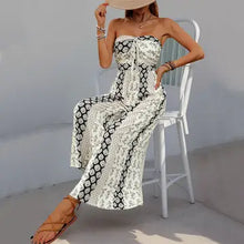 Load image into Gallery viewer, 6107- Strapless Smocked Romper Tube Top Jumpsuit-BLK/WHT
