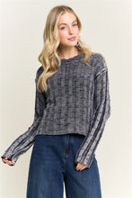 Load image into Gallery viewer, 5736-TEXTURED Knit Cropped Accents Sweater-BLACK
