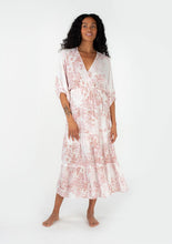 Load image into Gallery viewer, 3480-Floral Dolman Sleeve Surplice Tiered Maxi Dress
