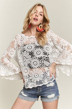 Load image into Gallery viewer, 5932-Bell Sleeve Crochet Top Blouse -WHITE
