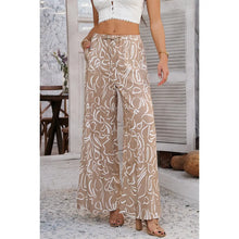 Load image into Gallery viewer, 5128-Allover Print Drawstring Pockets Wide Leg Pants-KHAKI
