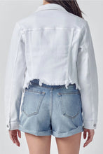 Load image into Gallery viewer, 4289-Uneven White Frayed Fitted Jacket
