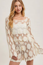 Load image into Gallery viewer, 5086-Crochet Cropped Long Sleeve Top-NATURAL
