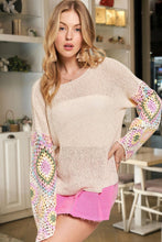 Load image into Gallery viewer, 5411-Multi Color Lightweight Loose Top-IVORY
