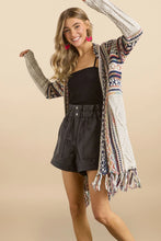 Load image into Gallery viewer, 6525- Fringe Hem Tribal Sweater Cardigan-BEIGE
