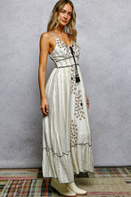 Load image into Gallery viewer, 5802- POL Deep V-Neck Tassel Ruffle Embroidered Trim Maxi Dress
