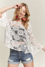 Load image into Gallery viewer, 5932-Bell Sleeve Crochet Top Blouse -WHITE
