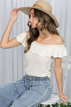 Load image into Gallery viewer, 6003-Crochet Ruffle Neck Cotton Knit Top

