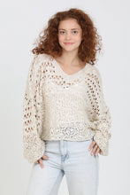Load image into Gallery viewer, 5829-Open Knit V Neck Pullover Sweater-IVORY
