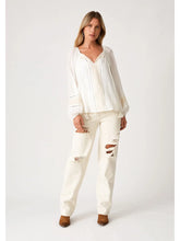 Load image into Gallery viewer, 5045-Metallic Pinstripe Long Sleeve Peasant Blouse-NATURAL
