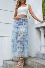 Load image into Gallery viewer, 6071- Layered Tulle Denim Maxi Skirt
