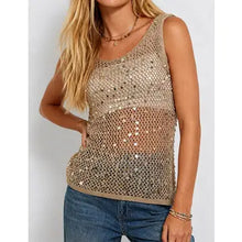 Load image into Gallery viewer, 6414- Chic Shiny Sequin Crochet Hollow-Out Tank
