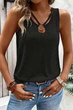 Load image into Gallery viewer, 6059- Cross-Strap Tank Top with Metal Buckle-BLACK
