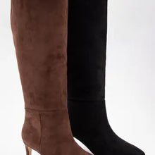 Load image into Gallery viewer, 6423- Joanna Pointed Toe Tall Kitten Heel Boots-BROWN
