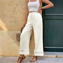 Load image into Gallery viewer, 6110- Elastic Waist Wide Leg Straight Casual Pants -BEIGE
