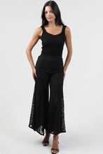 Load image into Gallery viewer, 6592- Lace Inserts Flare Bell Bottom Pants-BLACK
