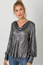 Load image into Gallery viewer, 4702-Metallic Cowl Neck Blouse-BLACK
