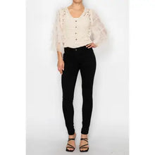 Load image into Gallery viewer, 6430- Dreamy Crochet Tulle Tiered Sleeved Cardigan- NATURAL
