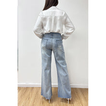 Load image into Gallery viewer, 6532-Floral Applique Wide Leg Jeans
