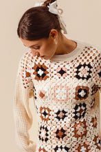 Load image into Gallery viewer, 4906-GRANNY SQUARE CROCHET SWEATER TOP

