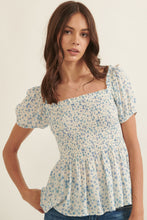 Load image into Gallery viewer, 4232-Floral Square Neck Puff Sleeve Babydoll Blouse
