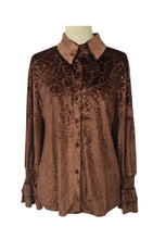 Load image into Gallery viewer, 6619- Boho Chic Button-Up with Bell Sleeves-BROWN
