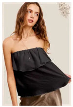 Load image into Gallery viewer, 6142- Off Shoulder Ruffle Detail Tube Top-BLACK
