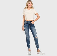 Load image into Gallery viewer, 4137- PETRA153- High Rise Ankle Skinny Jean w/ Destroyed Hem
