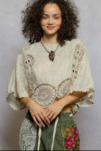 Load image into Gallery viewer, 5473- POL SMC308 CROCHET TOP-NATURAL
