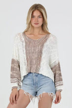 Load image into Gallery viewer, 5719-Light Weight V Neck Pullover Sweater-IVORY/BROWN
