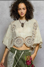 Load image into Gallery viewer, 5473- POL SMC308 CROCHET TOP-NATURAL
