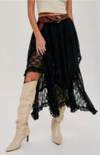 Load image into Gallery viewer, 6316- Lace Tier Midi Skirt-BLACK
