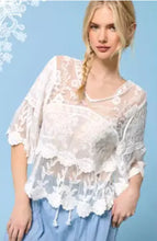 Load image into Gallery viewer, 6146- Boho Floral Guipure Lace Tiered Top-WHITE
