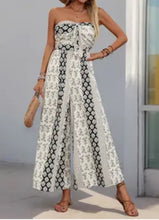 Load image into Gallery viewer, 6107- Strapless Smocked Romper Tube Top Jumpsuit-BLK/WHT
