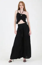 Load image into Gallery viewer, 6249- Tie Waist Wide Leg Pants-BLACK
