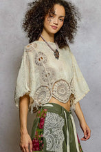 Load image into Gallery viewer, 5473- POL SMC308 CROCHET TOP-NATURAL
