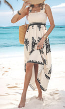 Load image into Gallery viewer, 4978-Ruched Square Neck Sleeveless High Waist Dress-beige/black
